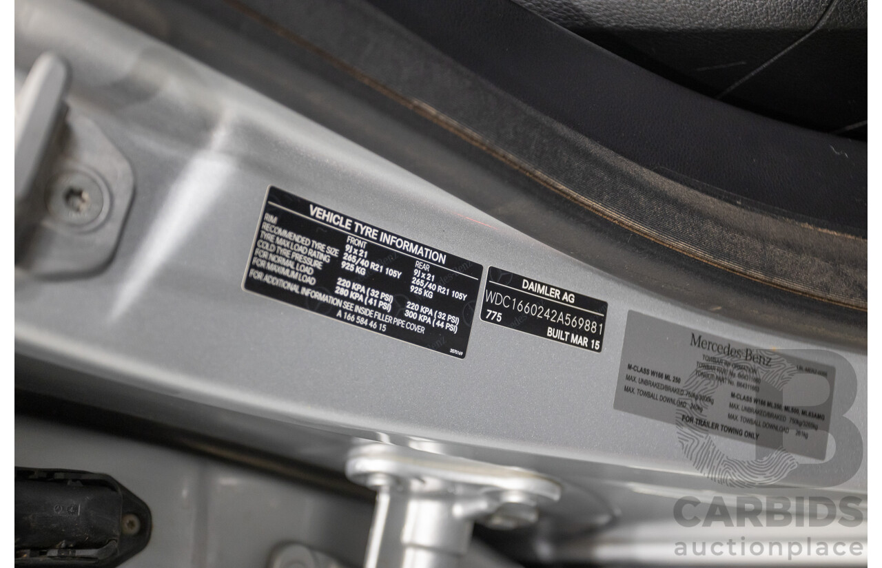 9/2015 Mercedes-Benz ML 350 CDI Bluetec (AWD) 166 MY15 4D Wagon Iridium Silver Metallic Turbo Diesel 3.0L
