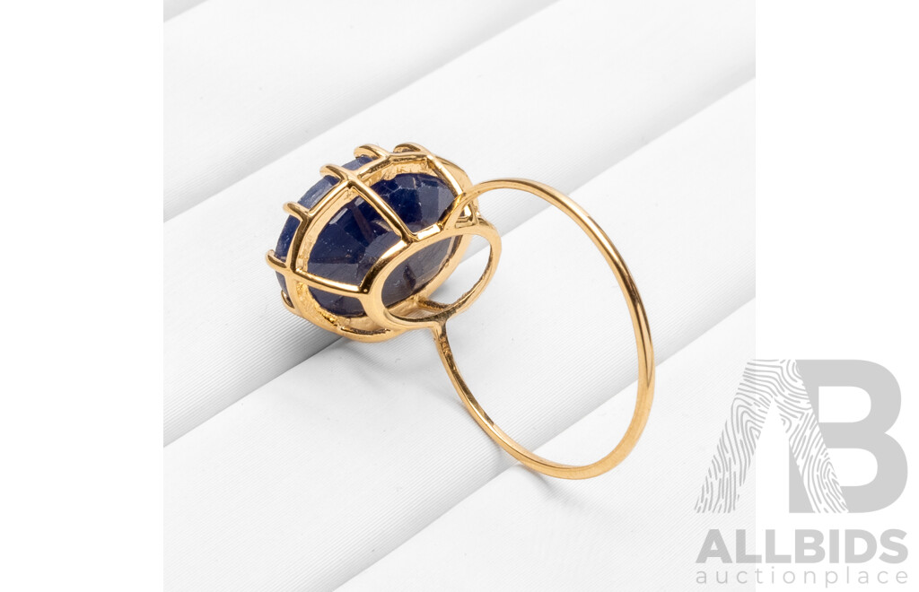 14ct Yellow Gold Natural Unheated, Untreated Sapphire Ring with Valuation - Size L.5