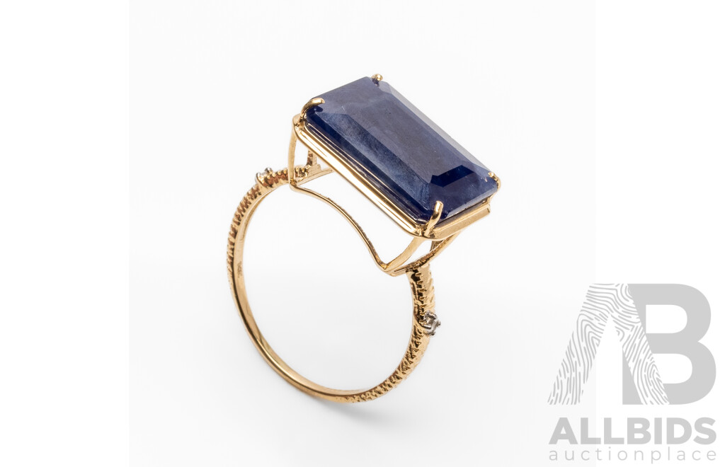 14ct Yellow Gold Natural Unheated, Untreated Sapphire & Diamond Ring with Valuation - Size N.5