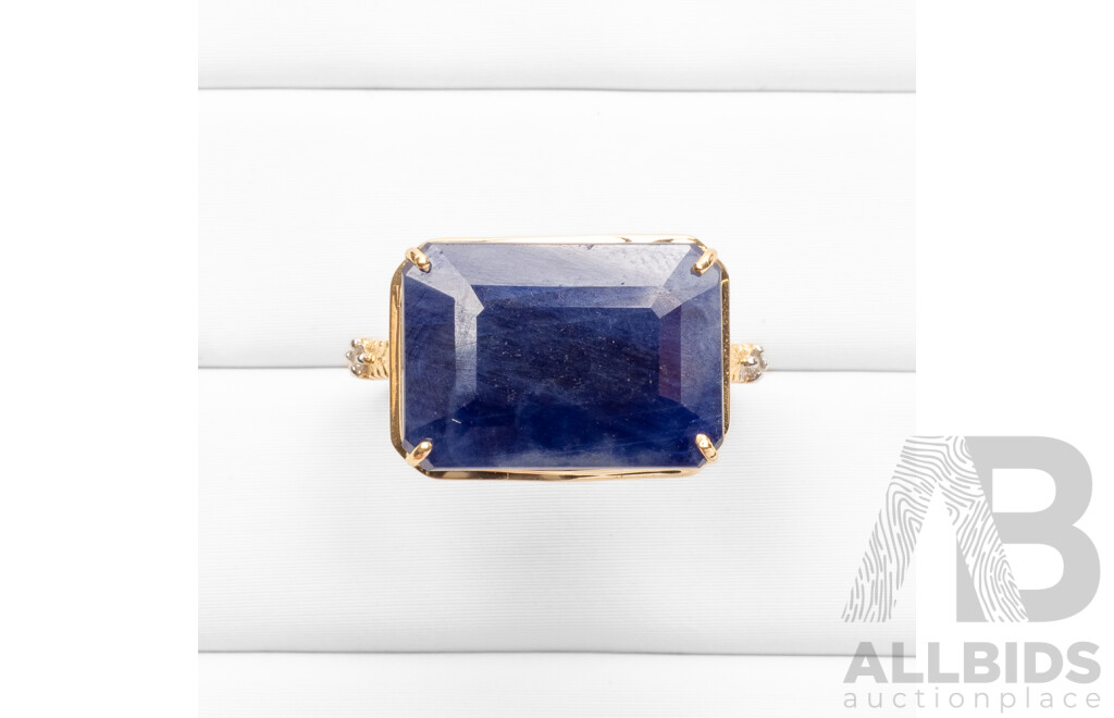 14ct Yellow Gold Natural Unheated, Untreated Sapphire & Diamond Ring with Valuation - Size N.5