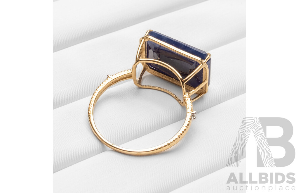 14ct Yellow Gold Natural Unheated, Untreated Sapphire & Diamond Ring with Valuation - Size N.5