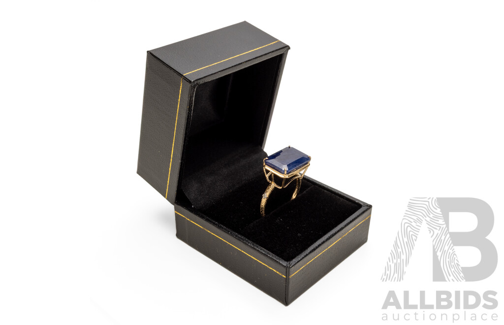 14ct Yellow Gold Natural Unheated, Untreated Sapphire & Diamond Ring with Valuation - Size N.5