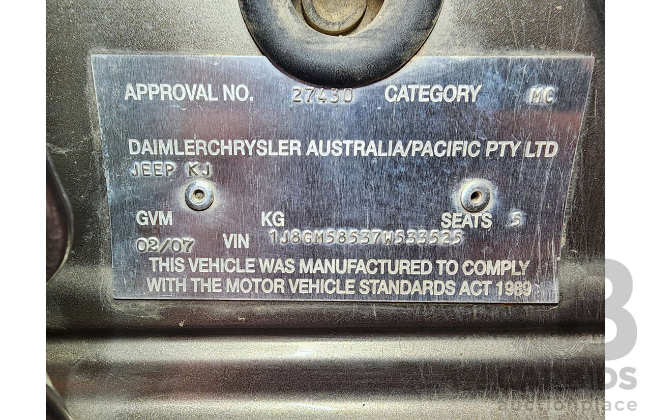 2/2007 Jeep Cherokee Limited (4x4) KJ MY05 UPGRADE II 4d Wagon Gold 2.8L