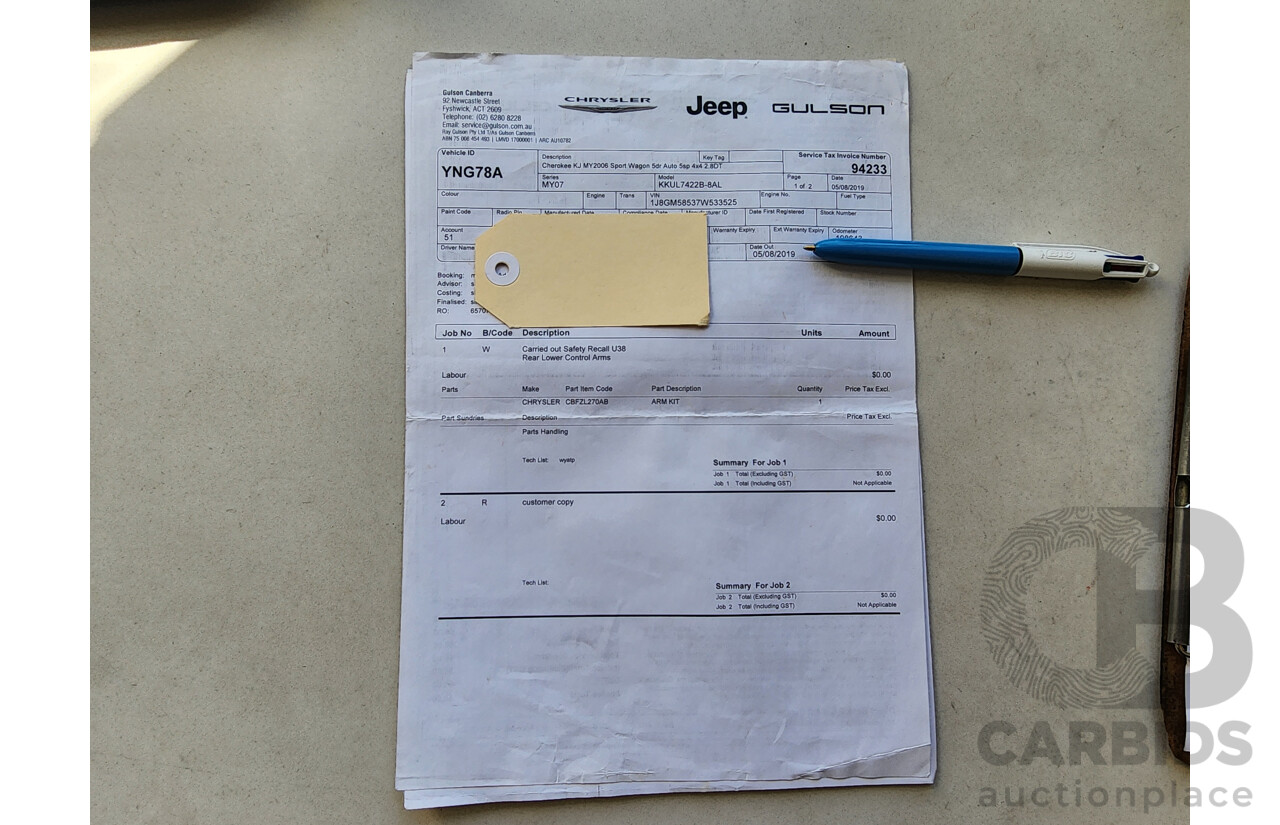 2/2007 Jeep Cherokee Limited (4x4) KJ MY05 UPGRADE II 4d Wagon Gold 2.8L