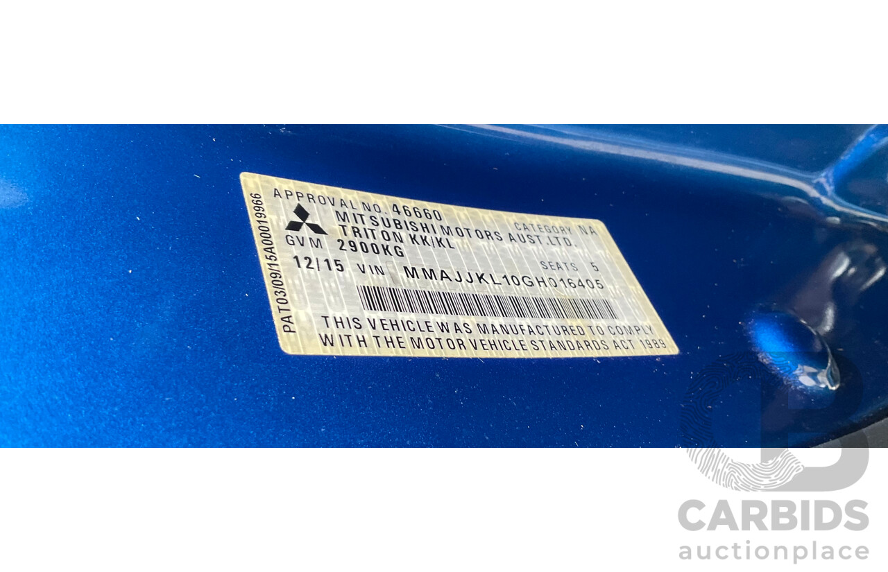 12/2015 Mitsubishi Triton GLS (4x4) MQ MY16 Dual Cab Utility Blue Turbo Diesel 2.4L