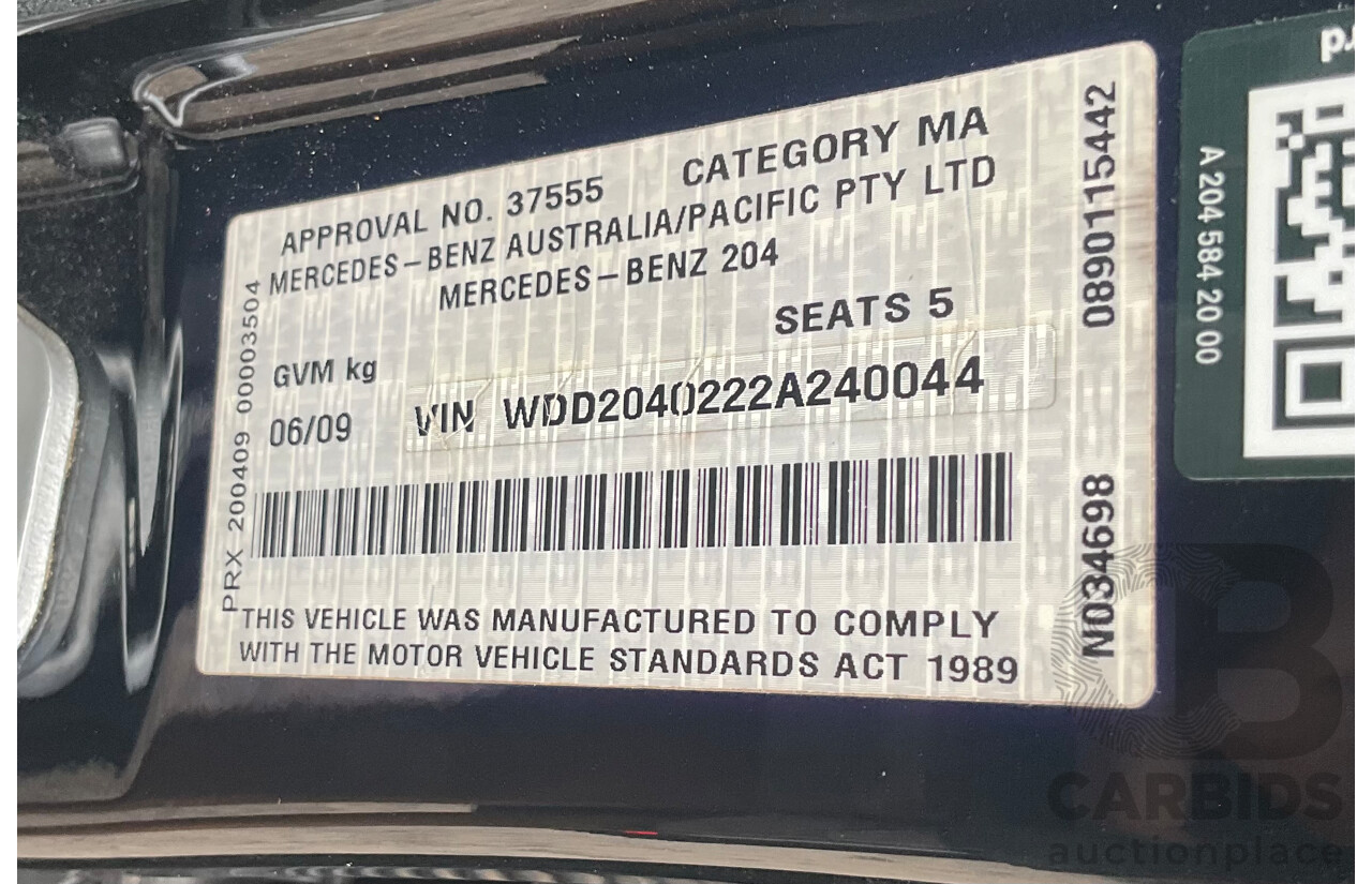 6/2009 Mercedes-Benz C320 CDI Avantgarde W204 4d Sedan Obsidian Black Turbo Diesel V6 3.0L