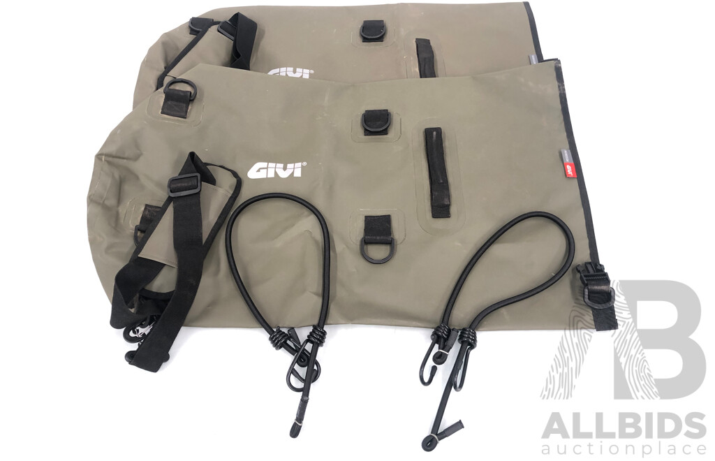 Two Givi Waterproof Bags and Two Optimus XL Fuel Bottles