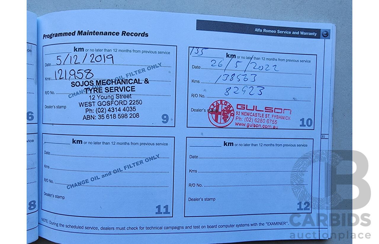 5/2012 Alfa Romeo Giulietta 2.0 Jtd-M  5d Hatchback White 2.0L