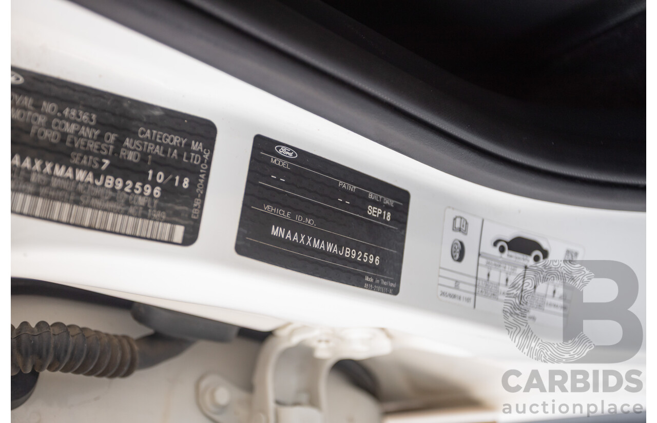 08/2018 Ford Everest Trend  UA II MY19 4D Wagon White Twin Turbo Diesel 2.0L - 7 Seats