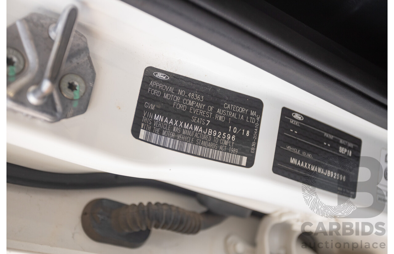 08/2018 Ford Everest Trend  UA II MY19 4D Wagon White Twin Turbo Diesel 2.0L - 7 Seats