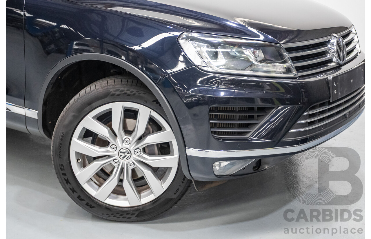 6/2016 Volkswagen Touareg V6 TDI (AWD) 7P MY16 4D Wagon Moonlight Blue Pearlescent Diesel V6 (180kW) 3.0L