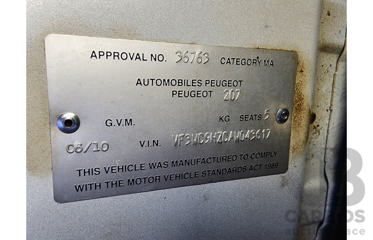 6/2010 Peugeot 207 XT HDi MY10 5d Hatchback White 1.6L