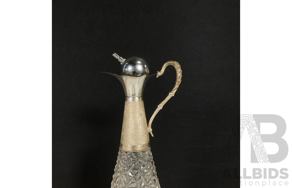 Pair of Norleans Italian Crystal Sliver-plated Decanters