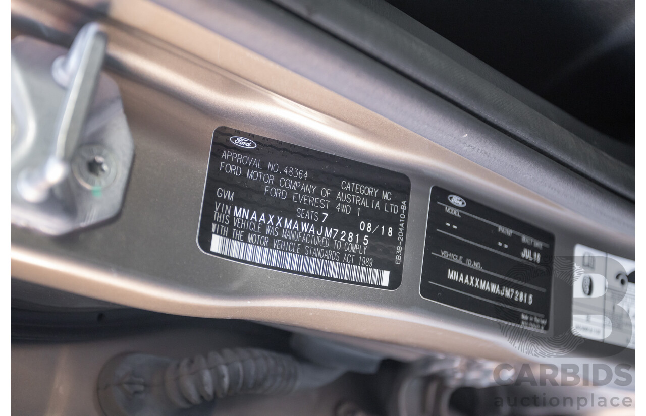 07/2018 Ford Everest Trend (4WD) UA II MY19 4D Wagon Diffused Silver Metallic Twin Turbo Diesel 2.0L - 7 Seats