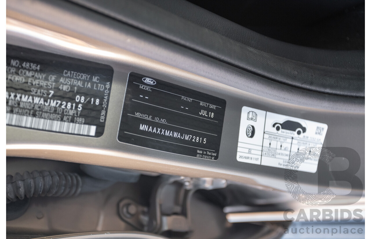 07/2018 Ford Everest Trend (4WD) UA II MY19 4D Wagon Diffused Silver Metallic Twin Turbo Diesel 2.0L - 7 Seats