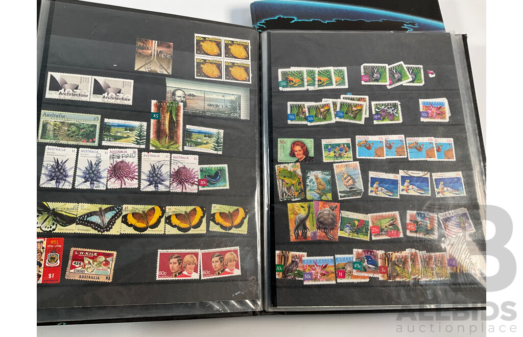 Two Albums of Australian Stamps Spanning 1980's to 2000's with Some France and United Kingdom