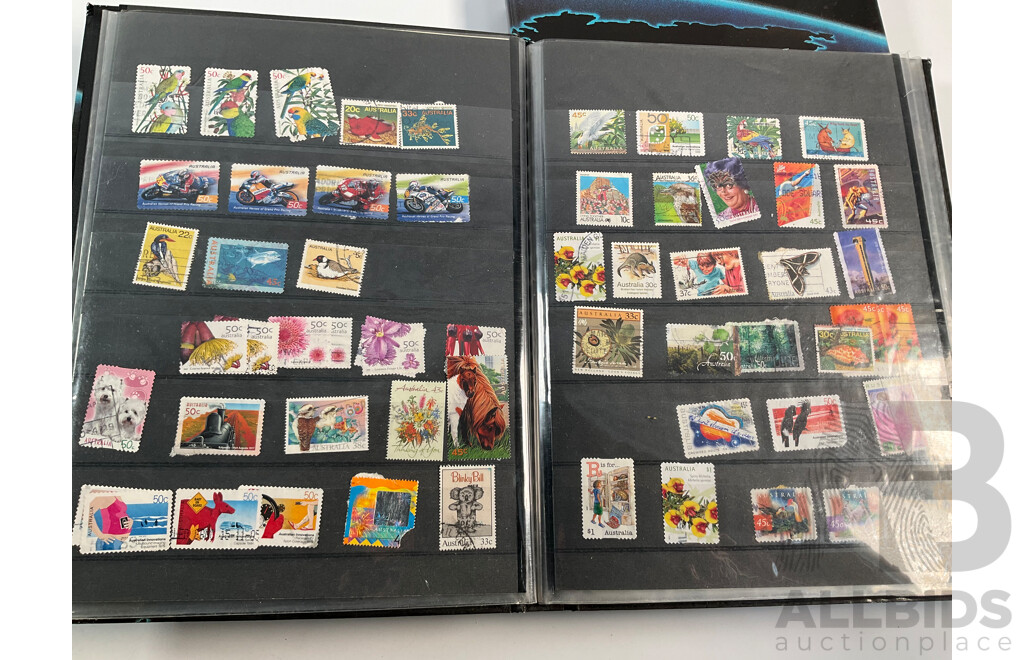 Two Albums of Australian Stamps Spanning 1980's to 2000's with Some France and United Kingdom