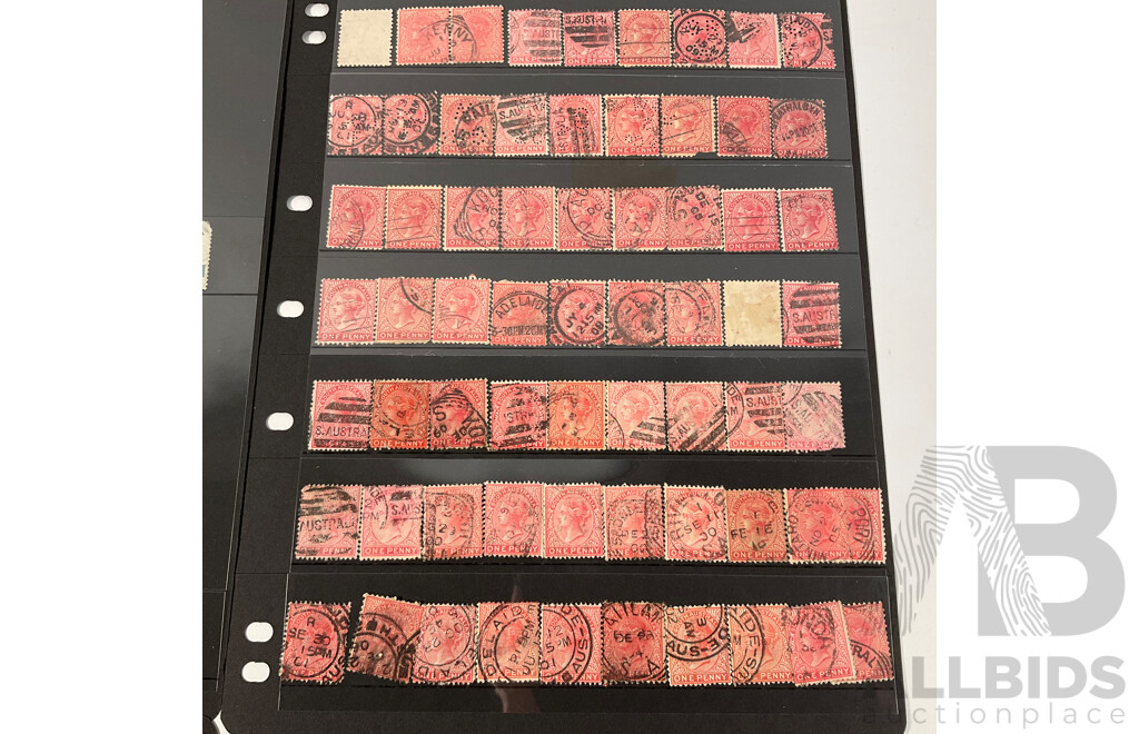 Collection of South Australian Stamps Including Predecimal, QV, Perfins, Stamp Duty, ANPEX 1972