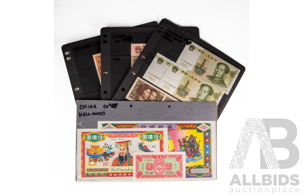 Collection of Vintage Chinese Banknotes Including Consecutives, UNC and Hell Notes