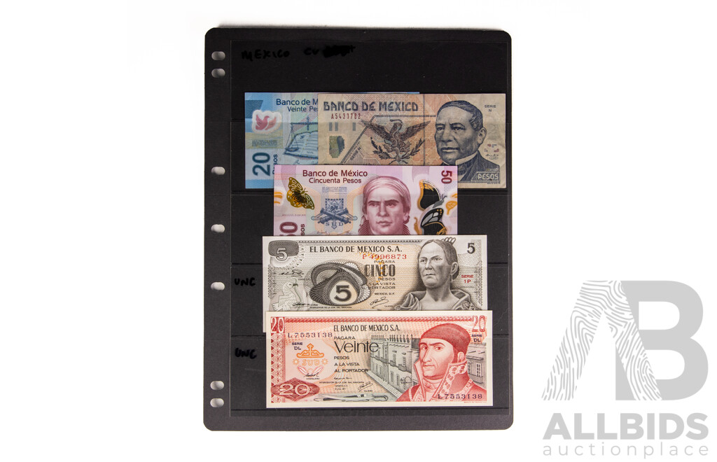 Collection of Mexico, Turkiye and Malaysia Banknotes Including Consecutive and UNC