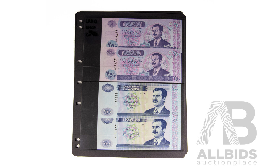 Collection of Iran and Iraq Banknotes Including Consecutive and UNC