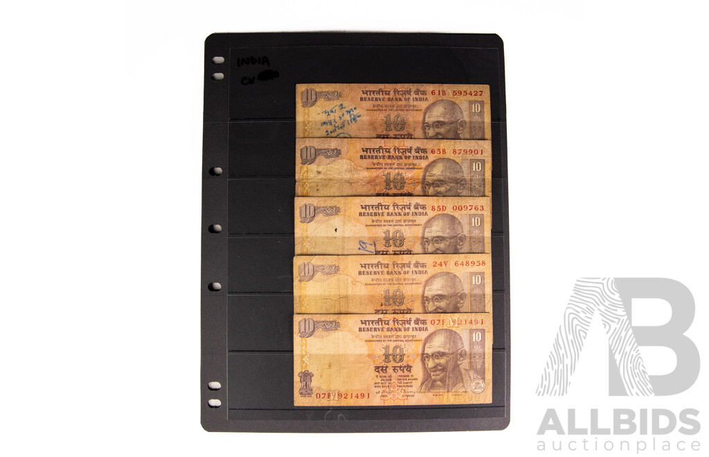 Collection of Vintage India Banknotes