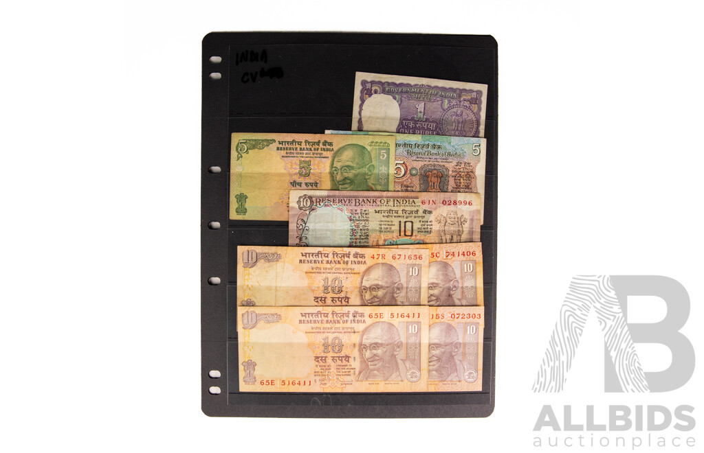 Collection of Vintage India Banknotes