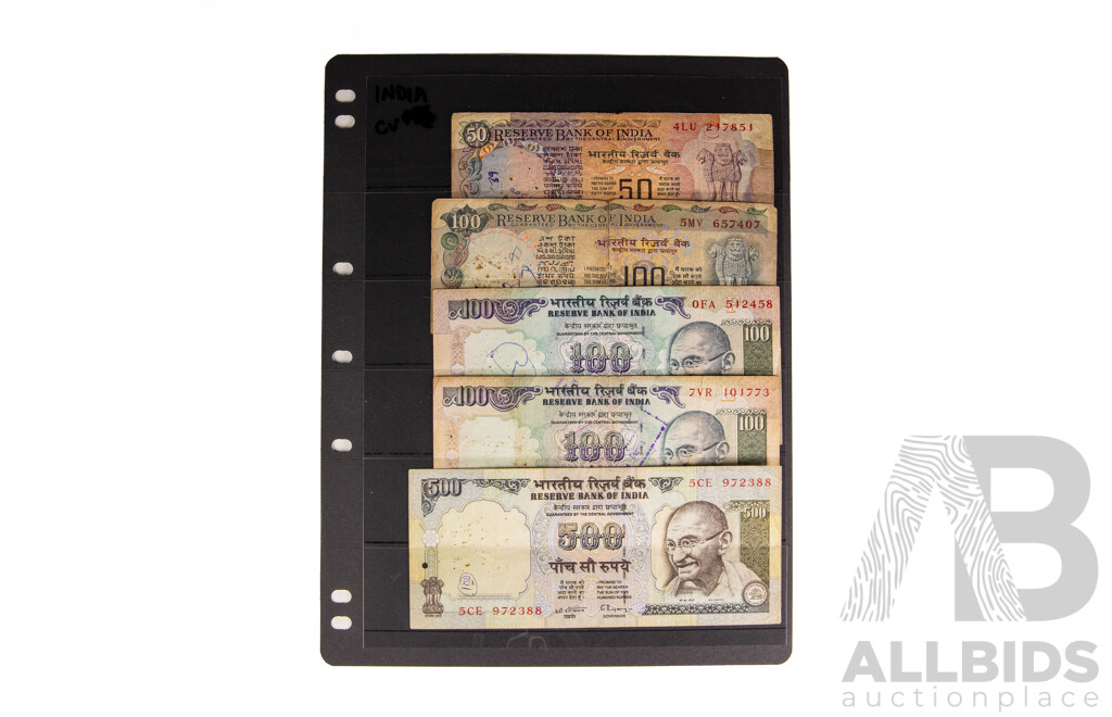 Collection of Vintage India Banknotes