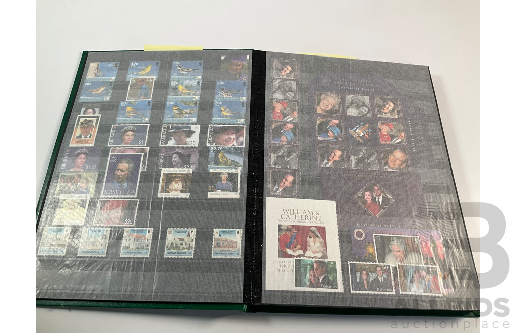 Album of Mint Stamps International Stamps, Mostly Royal Themed Including Bahamas, Bermuda, Virgin Islands, Falkland Islands, Kiribati, Cayman Islands, Grenada, Tanzania, Luxembourg`, Jamaica, St Lucia, Gambia