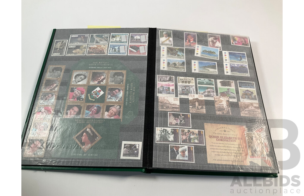 Album of Mint Stamps International Stamps, Mostly Royal Themed Including Bahamas, Bermuda, Virgin Islands, Falkland Islands, Kiribati, Cayman Islands, Grenada, Tanzania, Luxembourg`, Jamaica, St Lucia, Gambia