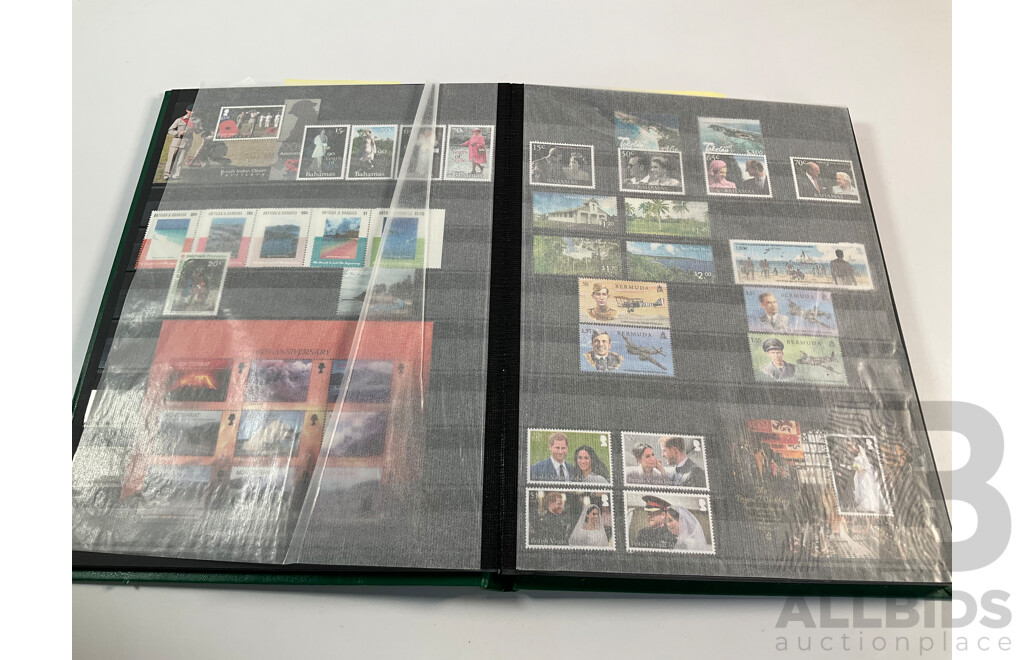 Album of Mint Stamps International Stamps, Mostly Royal Themed Including Bahamas, Bermuda, Virgin Islands, Falkland Islands, Kiribati, Cayman Islands, Grenada, Tanzania, Luxembourg`, Jamaica, St Lucia, Gambia