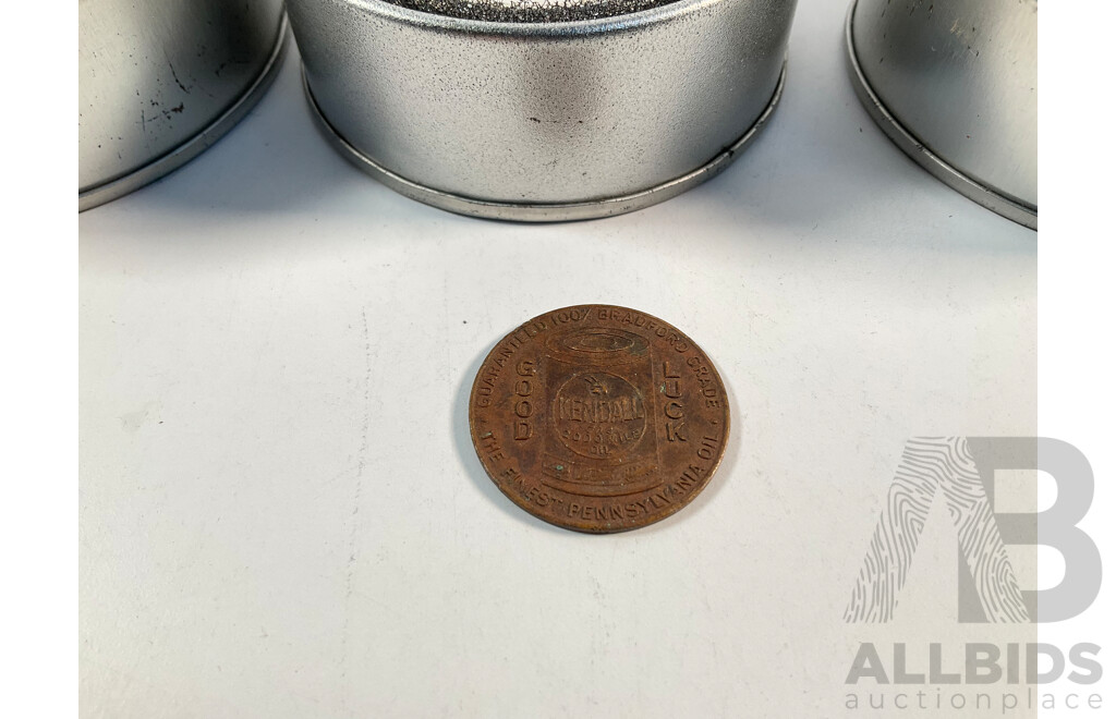 Kendall Oil 1930's Good Luck Token with Golden Fleece, Neptune and Petroleum Gold Commemorative Coins