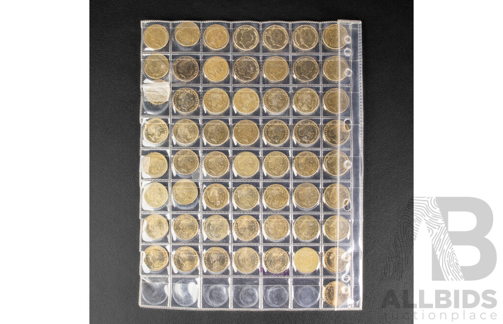 Australian Set of Fifty Seven Circulating One Dollar Coins, Consecutive 1984 to 2026 Including Commemoratives