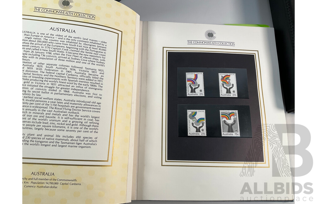 Album of Royal Australian Armoured Corps Commemorative Envelopes with Additional Army Themed Mint Stamps and Covers and The Commonwealth Collection 1983 Mint Stamp Album