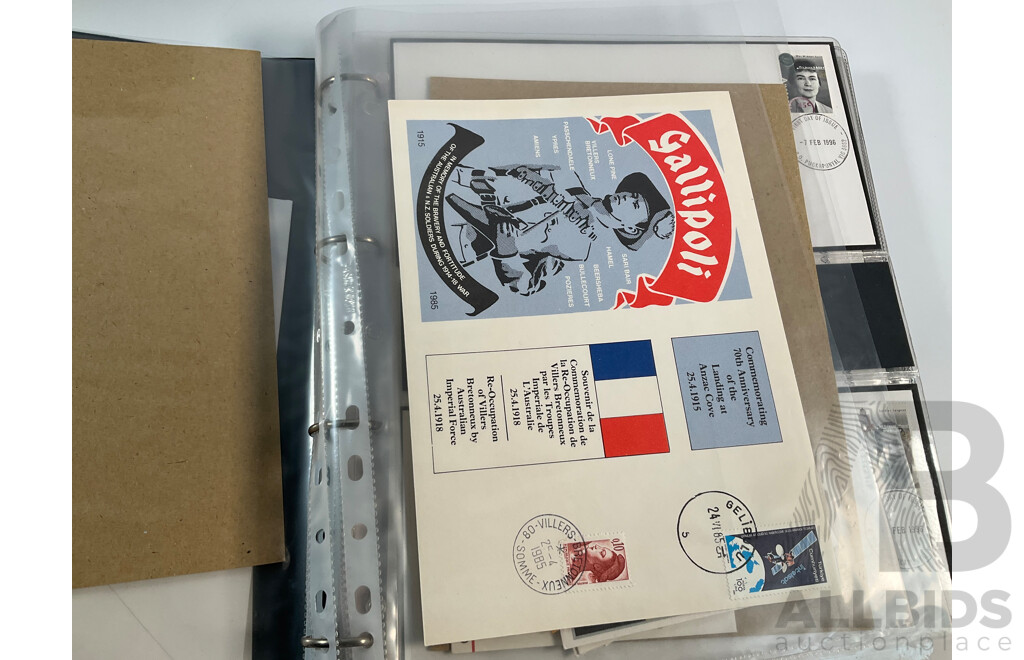 Album of Royal Australian Armoured Corps Commemorative Envelopes with Additional Army Themed Mint Stamps and Covers and The Commonwealth Collection 1983 Mint Stamp Album