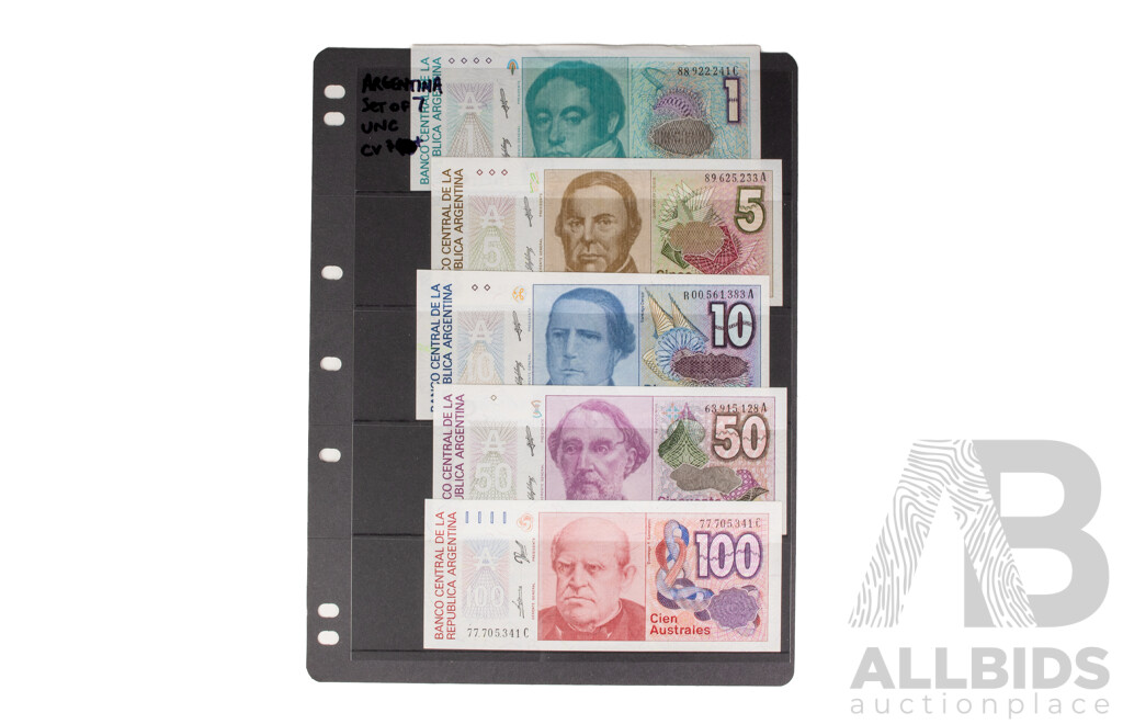 Collection of Vintage Argentina and Laos Banknotes Including Consecutive, Sets and UNC