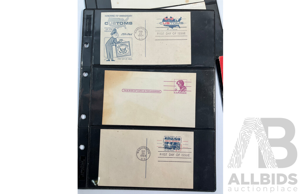 Australia National Airways Ticket and Envelope, TWA Ticket and Folder, USA 1964 First Day Cover, 175th Customs Anniversary, 1967 50th Anniversary Purchase of the Virgin Islands
