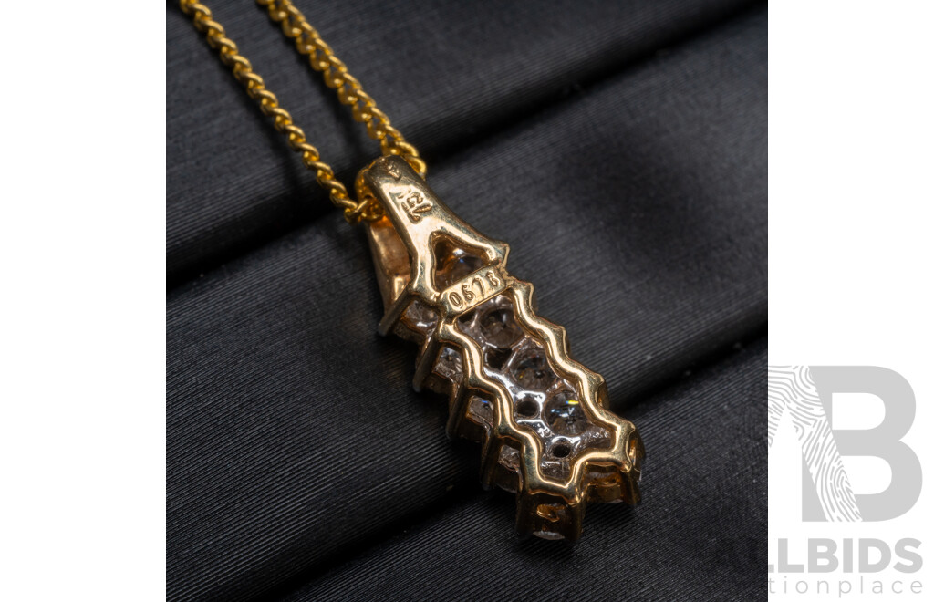 18ct Yellow Gold Diamond Pendant with Gold Tone Necklace - 1.89gms