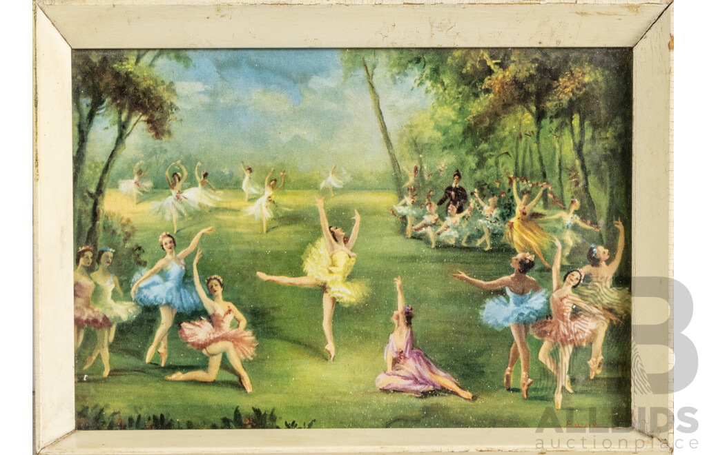 Brownie Downing (20th C., Australian,1924-1995), the Tutu Frock, & Carlotta Edwards, (20 C., British, 1894-1977) Don Quixote, Pair of Vintage Prints c1950s, 22 x 17 & 18 x 26 cm (frames) (2)
