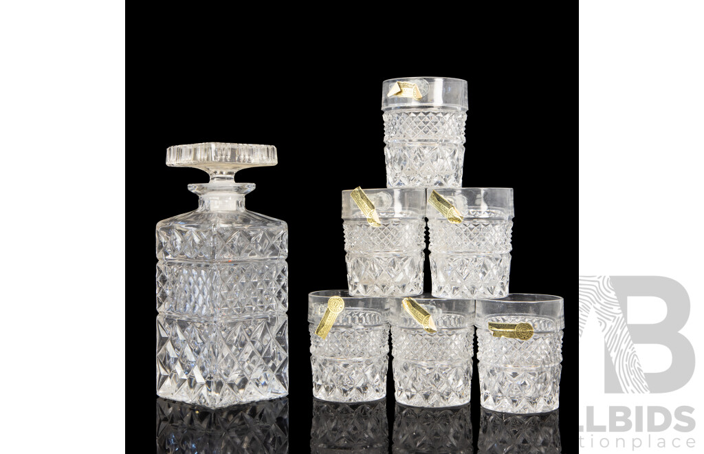 Bohemia Lead Crystal Decanter and Six Tumblers in Original Box
