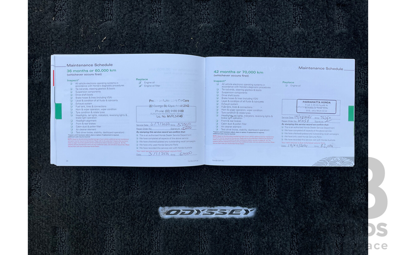 03/2016 Honda Odyssey VTi-L (FWD) RC MY16 7 Seats 4d Wagon White Diamond Pearl 2.4L