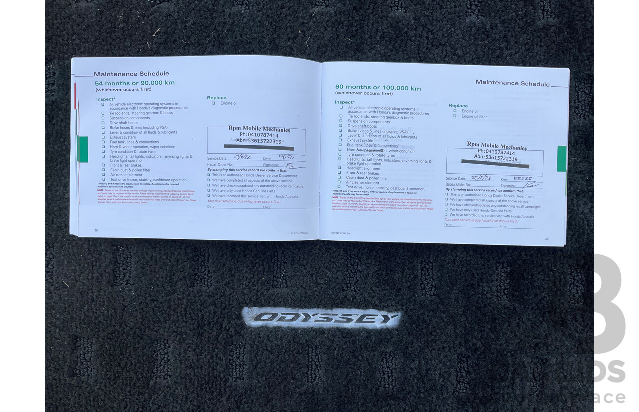 03/2016 Honda Odyssey VTi-L (FWD) RC MY16 7 Seats 4d Wagon White Diamond Pearl 2.4L