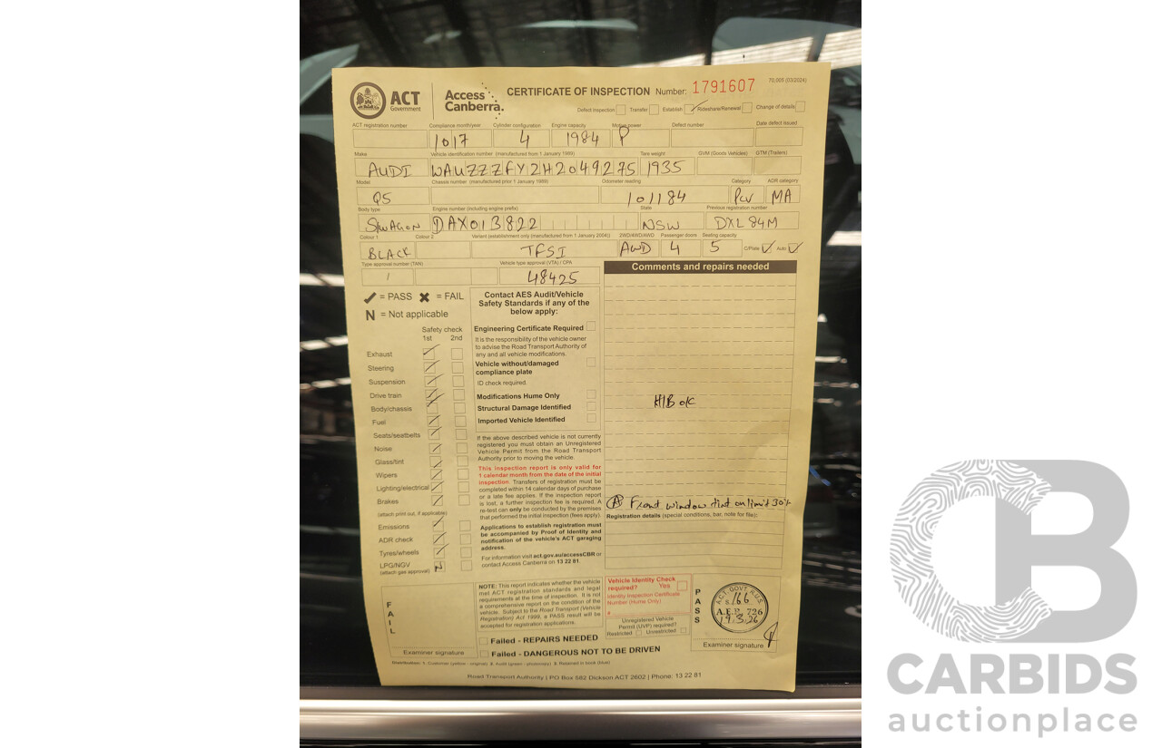 6/2017 Audi Q5 TFSI Sport Quattro Ultra (AWD) FY MY17 4d Wagon Brilliant Black Metallic Turbo 2.0L