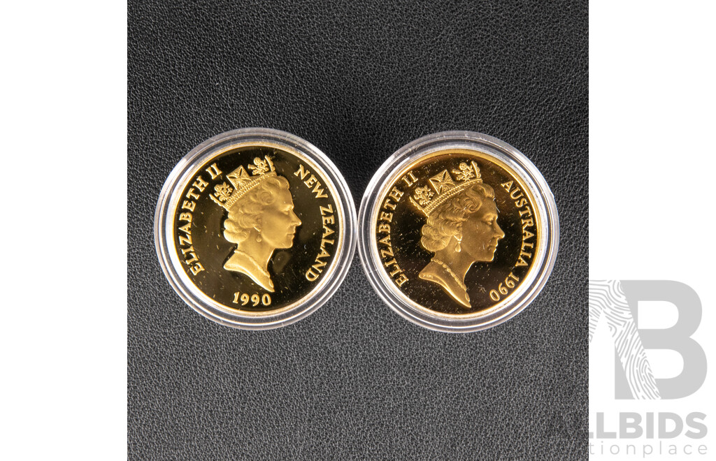 1990 Reserve Bank of New Zealand and Royal Australian Mint Five Dollar Coins, ANZAC 75th Commemorative Coin Set