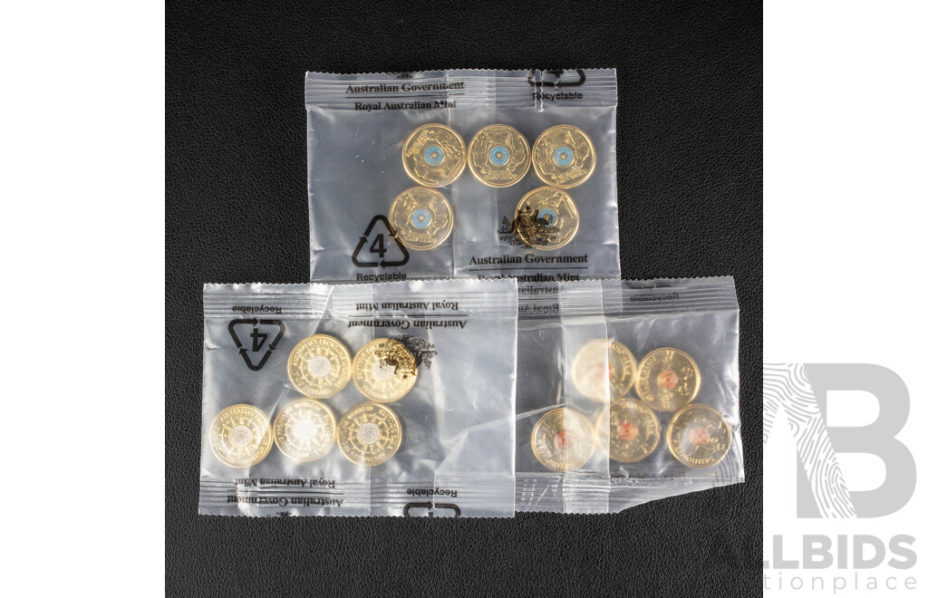 Fifteen Australian RAM UNC Commemorative Two Dollar Coins Including 2021 Ambulance Services, 2020 Firefighters, 2022 Frontline Workers
