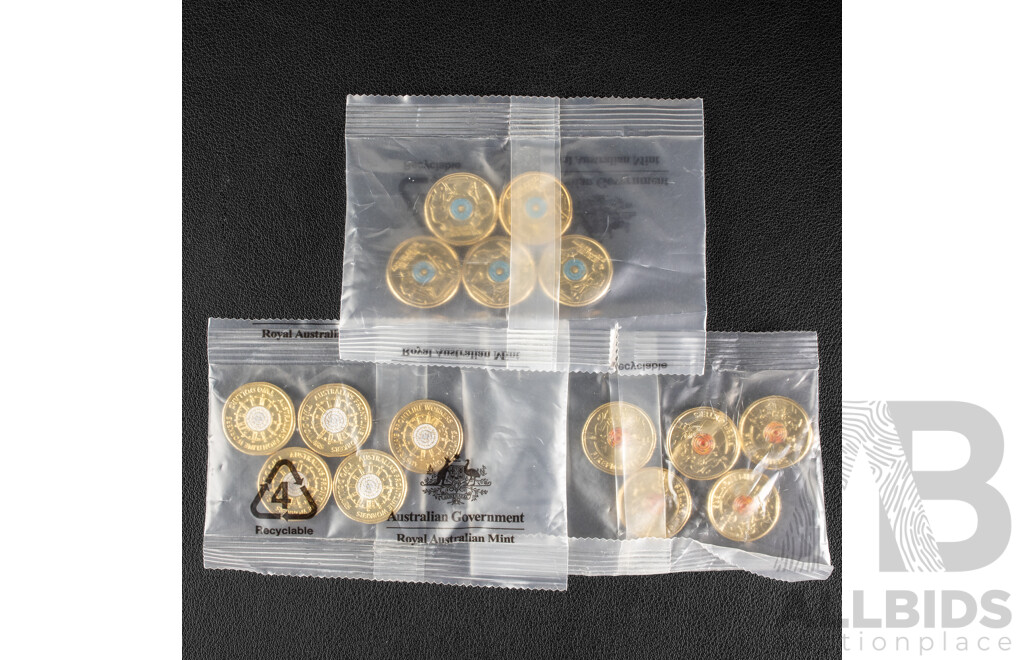 Fifteen Australian RAM UNC Commemorative Two Dollar Coins Including 2021 Ambulance Services, 2020 Firefighters, 2022 Frontline Workers