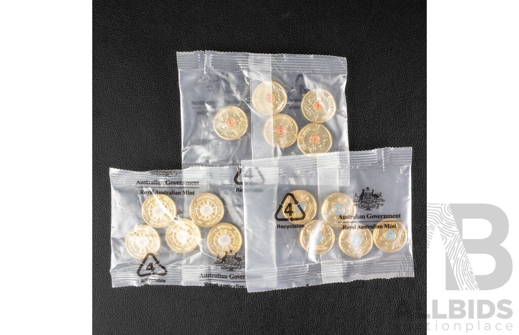 Fifteen Australian RAM UNC Commemorative Two Dollar Coins Including 2021 Ambulance Services, 2020 Firefighters, 2022 Frontline Workers