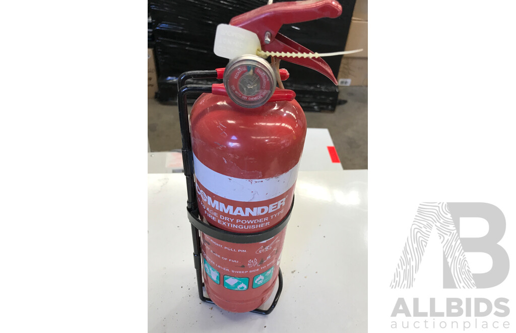 Pallet Lot of Assorted Fire Extinguishers with Fire Blanket
