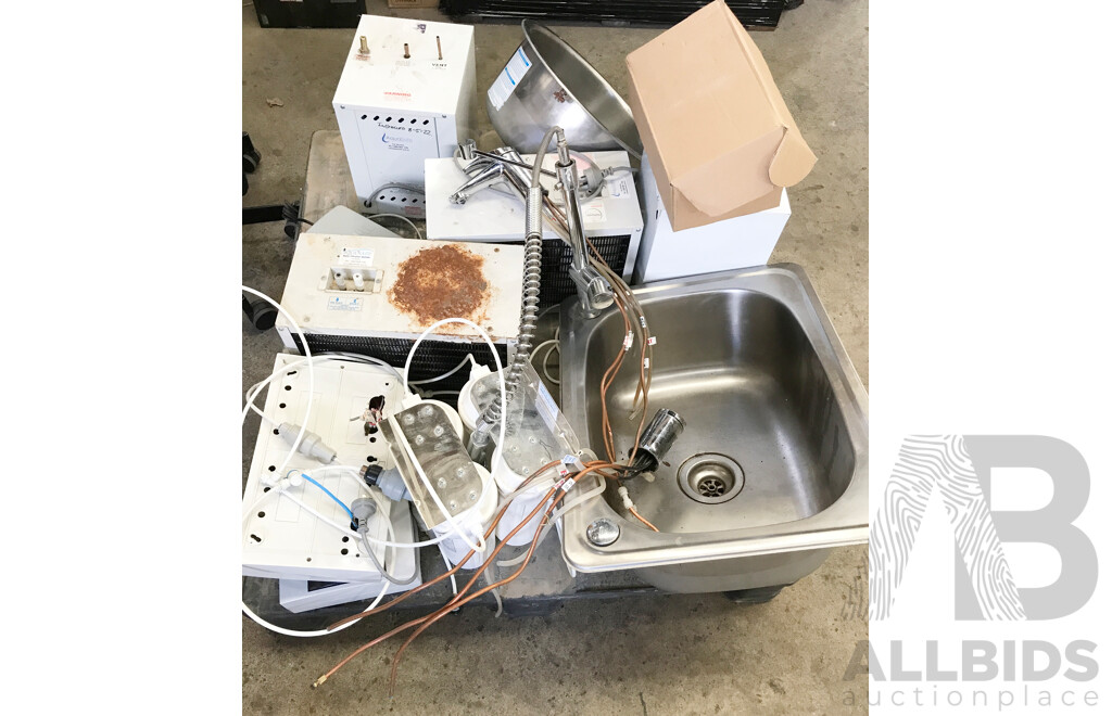 Lot of Assorted Laundry Basins/Bowls, Water Filtration Systems, Chillers, and More
