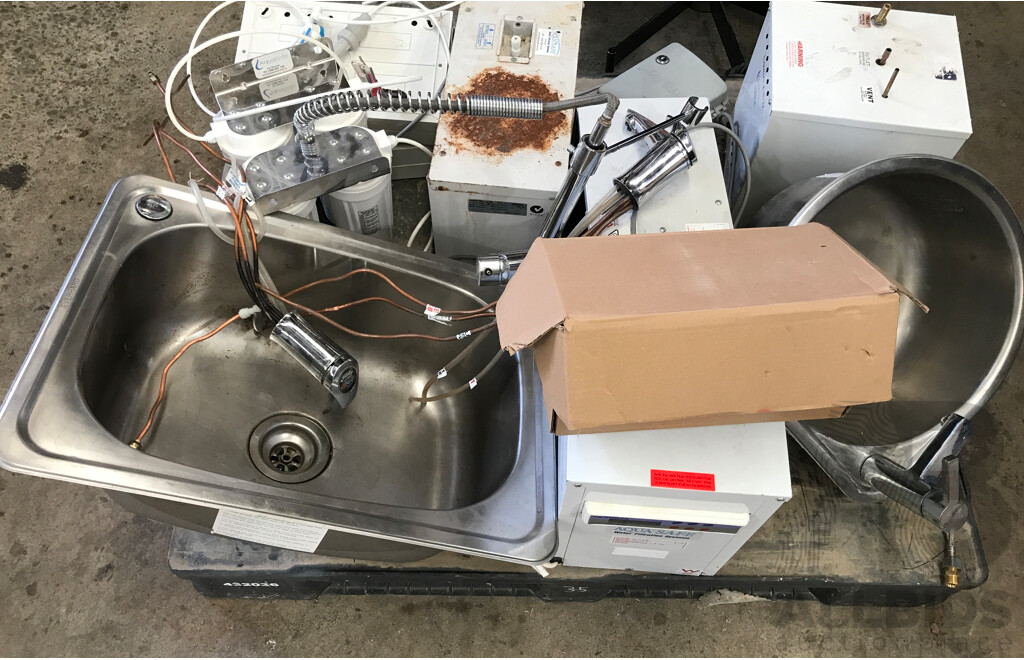 Lot of Assorted Laundry Basins/Bowls, Water Filtration Systems, Chillers, and More